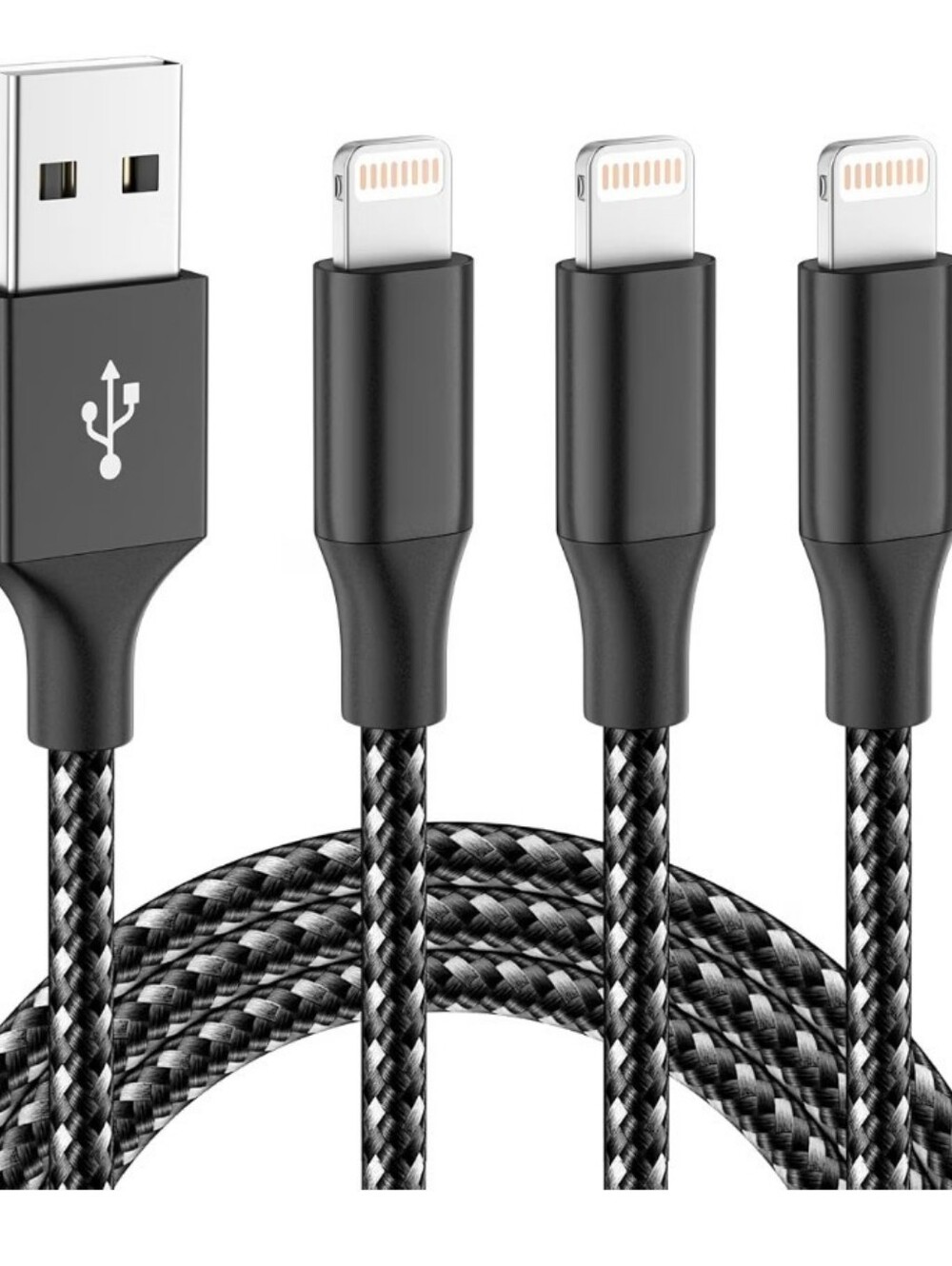🔥4/$20 Phone Charging Cables 3 Pack NEW 6 Feet -Black & White -Braided